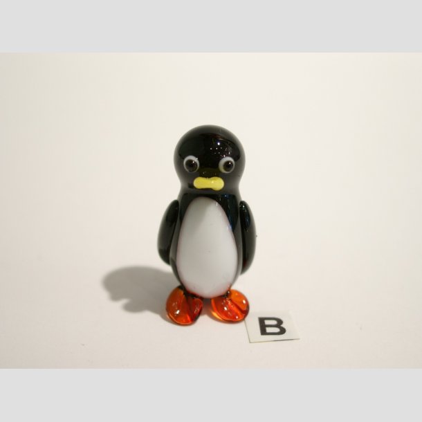 Glasfigur - Mini Glas Pingvin - Sort/Hvid - 3cm ID Deko2