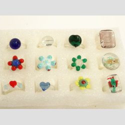 Glas Ringe - 12 Asst. - Dia. Ca. 16-22mm