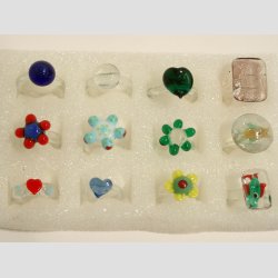 Glas Ringe - 12 Asst. - Dia. Ca. 16-22mm