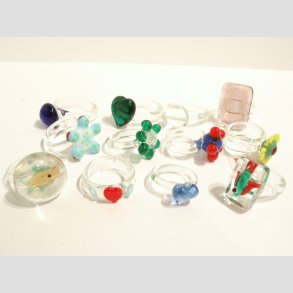 Glas Ringe - 12 Asst. - Dia. Ca. 16-22mm