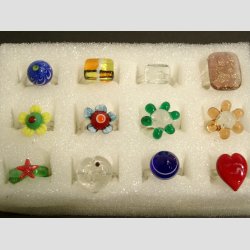 Glas Ringe - 12 asst. - Dia. Ca. 16-22mm