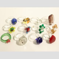 Glas Ringe - 12 asst. - Dia. Ca. 16-22mm