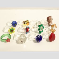 Glas Ringe - 12 asst. - Dia. Ca. 16-22mm