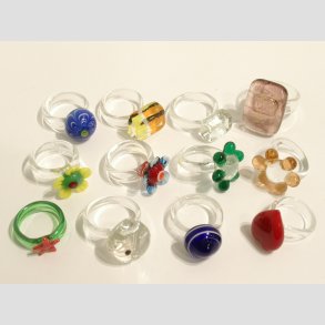 Glas Ringe - 12 asst. - Dia. Ca. 16-22mm