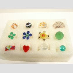 Glas Ringe - 12 asst. - Dia. Ca. 16-22mm