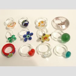 Glas Ringe - 12 asst. - Dia. Ca. 16-22mm