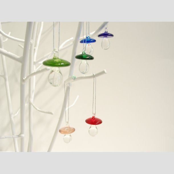 Hngende Glas Sutter - 3 cm - 1 st 6 Asst. Klare Farver
