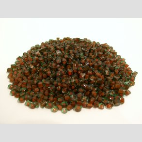 Millefiori Glas - Grains Cut Pieces - Lysegrn/Orange/Brun - 3-5mm - COE 96 - 100g