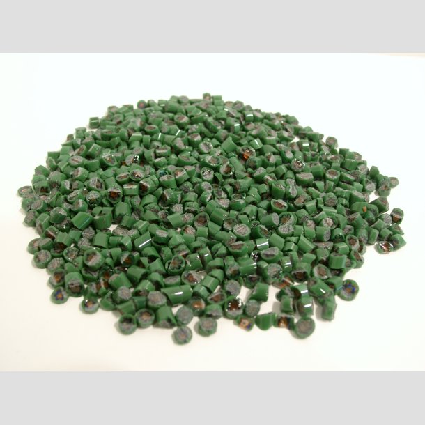 Millefiori Glas - Grains Cut Pieces - Jadegrn/Bl/Orange - 3-5mm - COE 96 - 100g