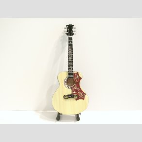 Miniaturer Akustisk Guitar - Gul Med Stand/ske - 25cm
