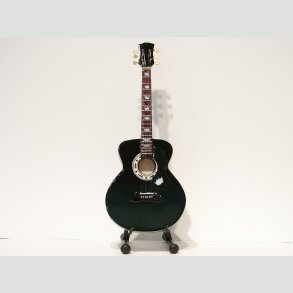 Guitar - Miniaturer Akustiske Guitar - Sort Tr Med Stand/ske - 25cm
