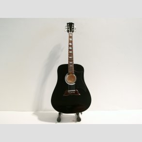 Miniature Akustisk Sort Guitar - Med Stand/ske - 25cm