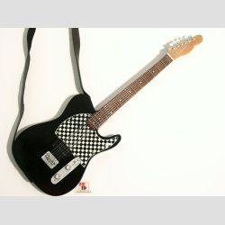 Miniaturer Elektrisk Sort Tern Guitar - Med Stand &amp; Rem - 25cm