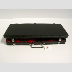 Guitar Taske i Sort Lder - Rektangulr med Interir - 30x12x3cm