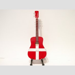 Miniaturer Akustisk Guitar - Med Dansk Flag & Stand/ske - 25cm