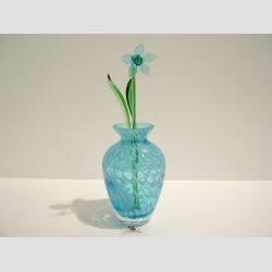 Vase - Mundblst Glas Vase - Klar/Lysebl - 10cm