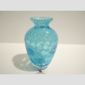 Vase - Mundblst Glas Vase - Klar/Lysebl - 10cm