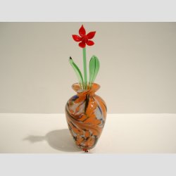 Vase - Mundblst Glas Vaser - Klar/Orange - 10cm