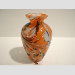 Vase - Mundblst Glas Vaser - Klar/Orange - 10cm