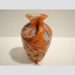 Vase - Mundblst Glas Vaser - Klar/Orange - 10cm