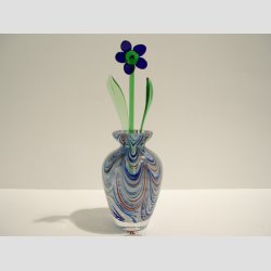 Glasvaser - Mundblst Glas Vase - Klar/Mrkebl - 10cm