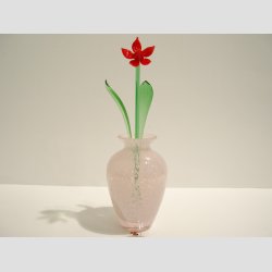 Glasvaser - Mundbl�st Glas Vase - Klar/Lyser�d Sne - 10cm