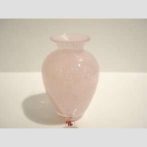 Glasvaser - Mundblst Glas Vase - Klar/Lyserd Sne - 10cm