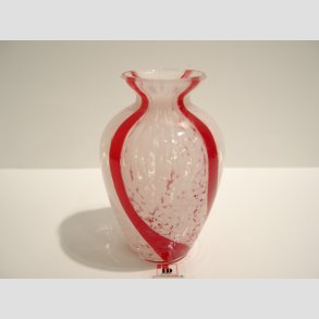 Glas Vaser - Mundblst Glas Vase - Klar/Rd/Hvid - 10cm