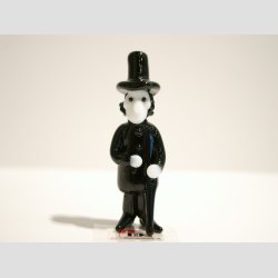 H.C. Andersen Figur - I Glas - Stende Sort/Hvid - 6cm