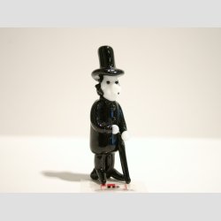 H.C. Andersen Figur - I Glas - Stende Sort/Hvid - 6cm