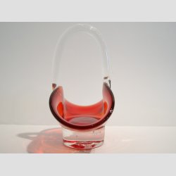 Glasskl - Hndlavet Mini Glas Skl Med Hank - Rd - 12x12cm