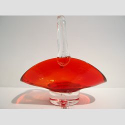 Glasskl - Hndlavet Mini Glas Skl Med Hank - Rd - 12x12cm