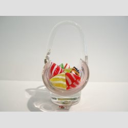 Glasskl - Hndlavet Mini Glas Skl Med Hank - Lyserd - 12x12cm