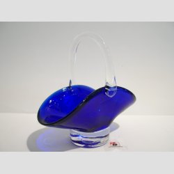 Glasskl - Hndlavet Mini Glas Skl Med Hank - Mrkebl - 12x12cm