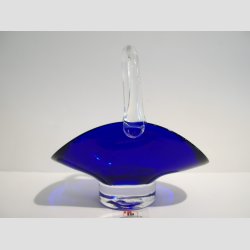 Glasskl - Hndlavet Mini Glas Skl Med Hank - Mrkebl - 12x12cm