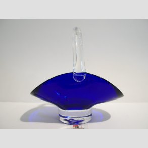 Glasskl - Hndlavet Mini Glas Skl Med Hank - Mrkebl - 12x12cm