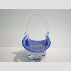 Glasskl - Hndlavet Mini Glas Skl Med Hank - Mat Jadebl - 12x12cm