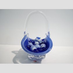 Glasskl - Hndlavet Mini Glas Skl Med Hank - Mat Jadebl - 12x12cm