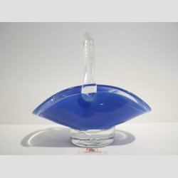 Glasskl - Hndlavet Mini Glas Skl Med Hank - Mat Jadebl - 12x12cm