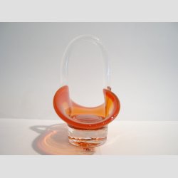 Glasskl - Hndlavet Mini Glas Skl Med Hank - Orange - 12x12cm