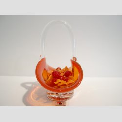 Glasskl - Hndlavet Mini Glas Skl Med Hank - Orange - 12x12cm