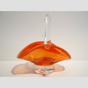 Glasskl - Hndlavet Mini Glas Skl Med Hank - Orange - 12x12cm