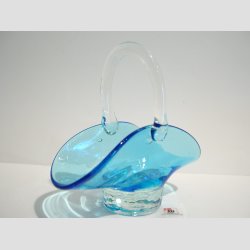 Glasskl - Hndlavet Mini Glas Skl Med Hank - Lysebl - 12x12cm