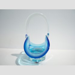 Glasskl - Hndlavet Mini Glas Skl Med Hank - Lysebl - 12x12cm