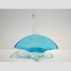 Glasskl - Hndlavet Mini Glas Skl Med Hank - Lysebl - 12x12cm