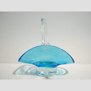 Glasskl - Hndlavet Mini Glas Skl Med Hank - Lysebl - 12x12cm