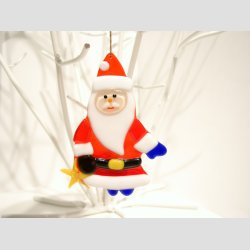 Julepynt - Glas Hngende - Snemand Med Juletr &amp; Julemand Med Julestjerne- 9cm