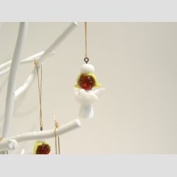 H�ngende Glas Hvid Engel - 4,5cm - 1 S�t med 6 stk