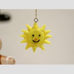 Hngende Glasfigurer - Gul Sol Med Ansigt - 3-4cm