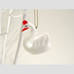 H�ngende Glas Hvid Svane - 4,5cm - 1 S�t med 6 stk